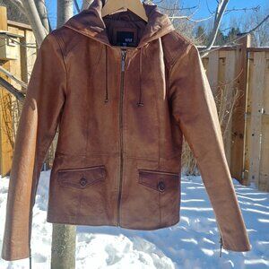 a.n.a Brown Leather Jacket